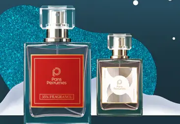 Dva flakóny parfumov Paris Perfumes z kalendára, 50 ml a 30 ml